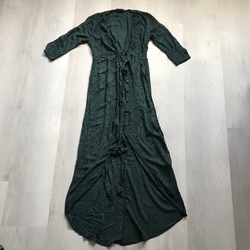 KNOT SISTER GREEN ALLOVER PRINT BUTTON MAXI WOMENS SMALL